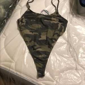 high side slit camo body suit